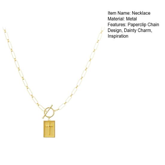Women Cross Pendant Necklace 16" Paperclip Chain Trendy Dainty Charm Necklace for Women Fashion Religious Simple Jewelry Gift