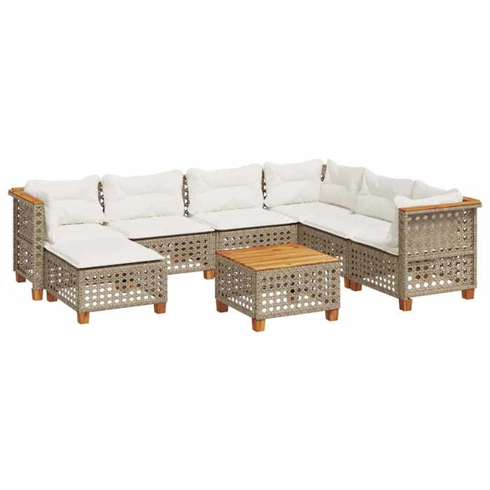 VidaXL Garden Lounge Set with Cushions 8 Pcs Beige Braided Resin 3261946