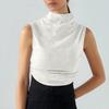 Women's Solid Color Semi-high-neck Sleeveless Vest Pleated  Top T-shirt