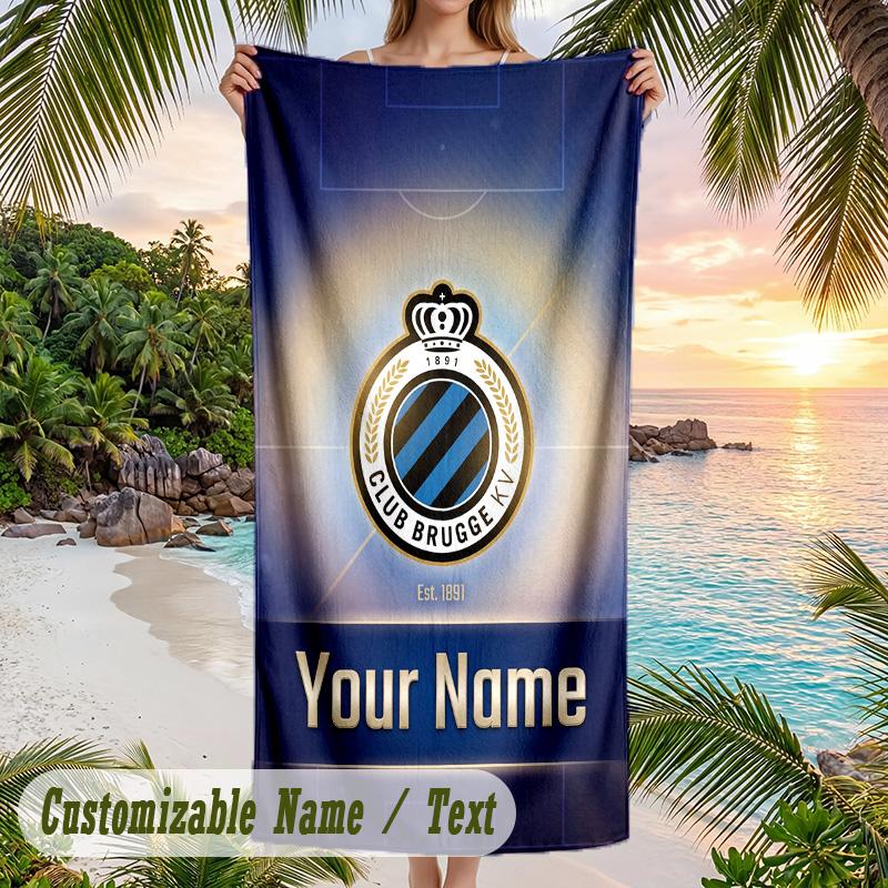 Beach Towel Club Brugge FC Print Custom Name Text Soft Towel for Swimming Pool