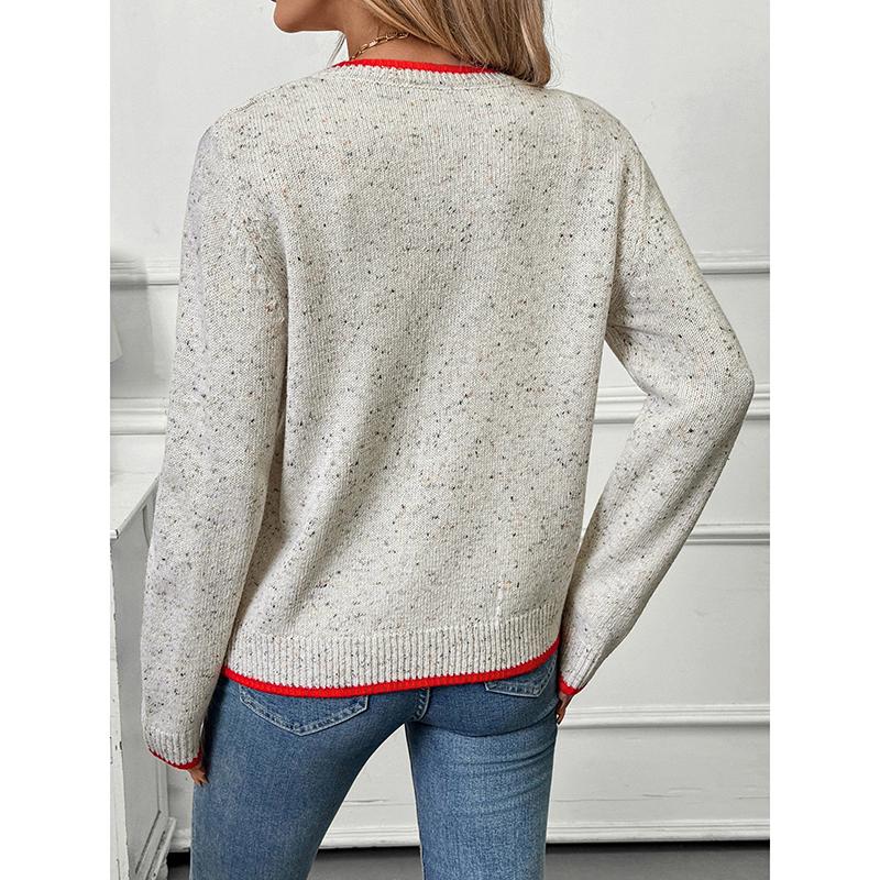 Autumn Casual Gray O Neck Sweater Cardigan Women Long Sleeve Loose Knit Cardigan Winter Lady Single-breasted Knitted Coat