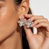 Retro Metallic Three-dimensional Floral Earrings with Exaggerated Design for Women's Fashionable Temperament Earrings