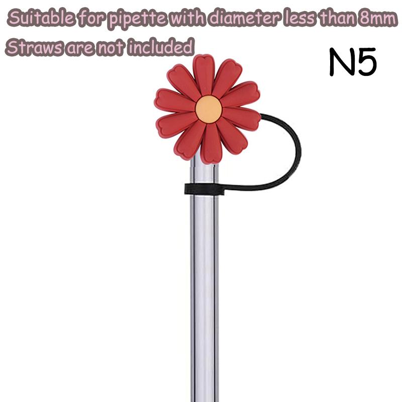 8Mm Macaron Kleine Blume Strohhalm Kappe Staubschutz Silikonabdichtung Wiederverwendbare Cartoon Strohhalm Kappe