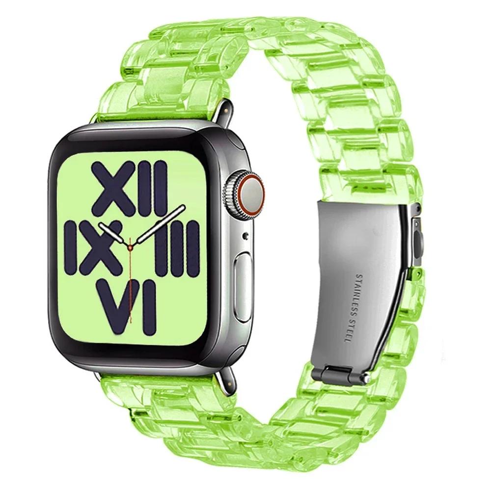 Transparent Strap for Apple Watch Band 41-45mm-42-46mm-40mm-44mm 38mm Link Bracelet Iwatch Series 8 7 6 5 4 SE 9 10 Ultra 2 49mm