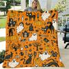 1pc Halloween Ghost Print Flannel Blanket - Soft Fluffy Throw for Men And Women, Spooky Pumpkin And Haunted House Design, Machine Washable, Perfect Gi