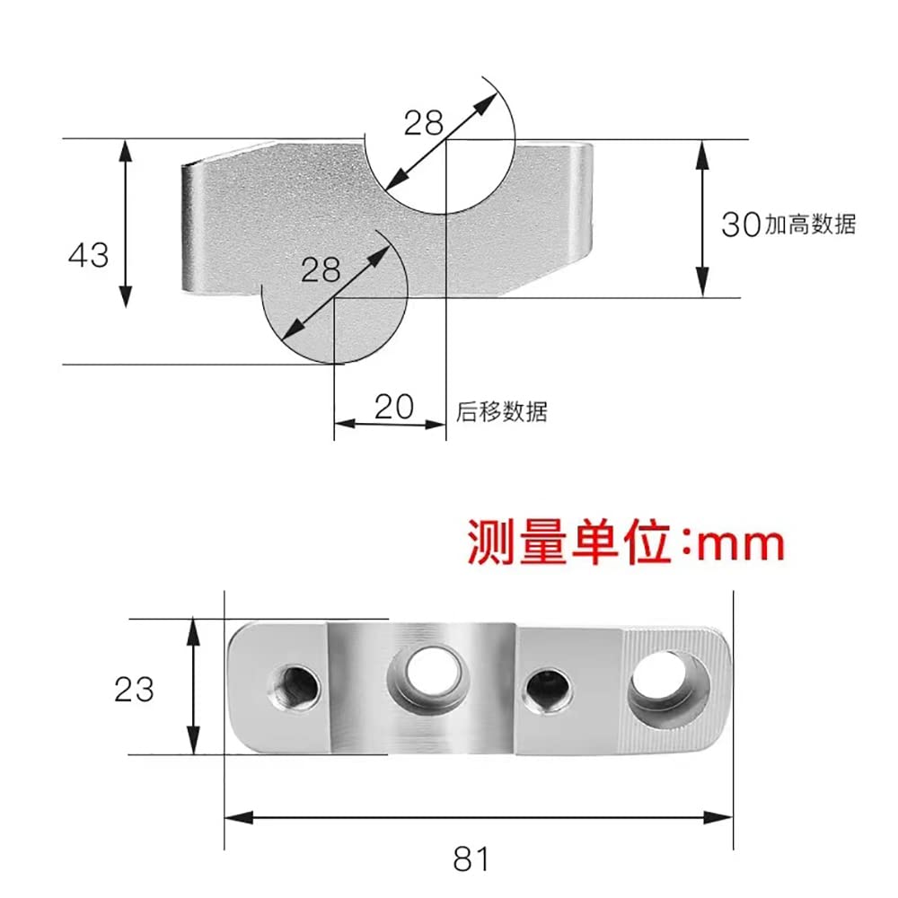 LEDISHUN Motorcycle Setback Spacer for CB650R (2019-2023) - Handlebar Upper Holder, 28mm Up, 20mm Back (Black)