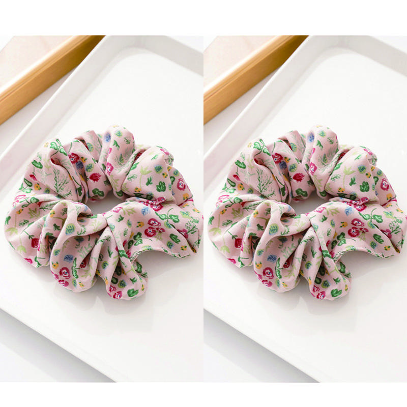 2PCS Small Floral Fabric Hair Hoop Hair Accessories For Girl French Fabric Hair Rope for lady