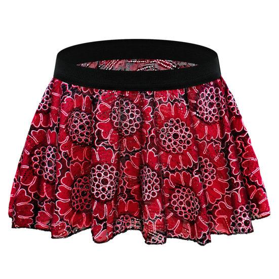 Unisex Mini Skirt Elastic Waist Vintage Printed Pleated Short Soft Breathable Clubwear Panties Underwear Underpants Male Inmitate Clothes