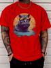 Cool Sunglasses Hippo Sunset Lake Scenery Graphic Unisexs Cotton Crew Neck Tee Short Sleeve Loose Casual Daily Street Male Wear Top