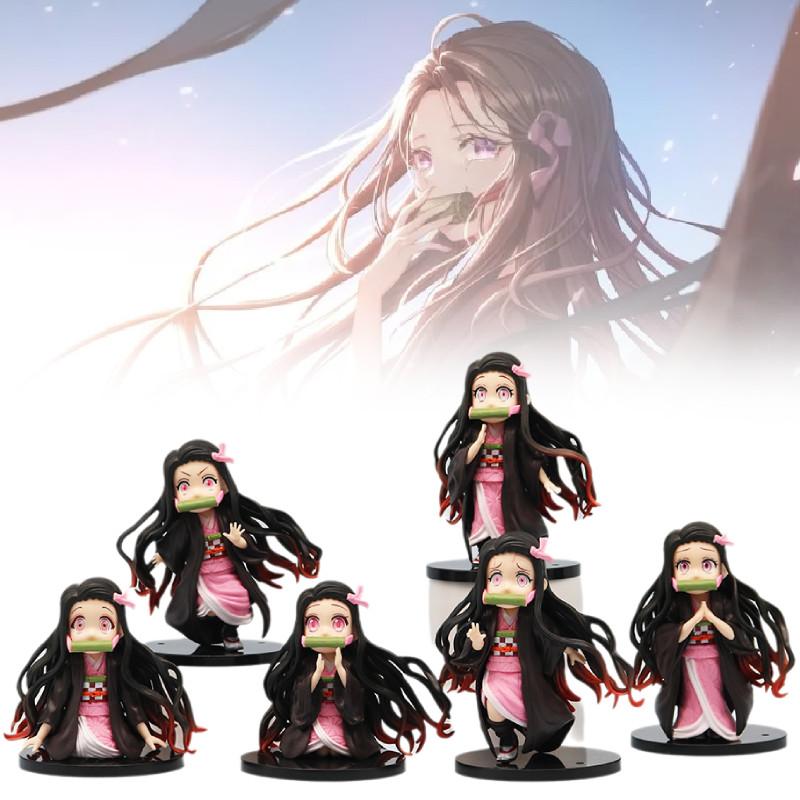 Charming Nezuko Pvc Figurines Set 6 Cute Demon Slayer Miniatures For Fans