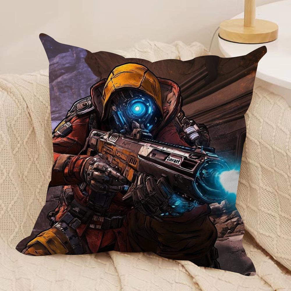 B-Borderlands Game Cushion Cover Soft Plush Fabric Double-Sided Printed Sofa Cushion Cover for All Seasons Home Decor Gift