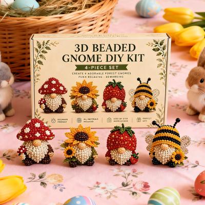 3D Beaded Gnome DIY Beading Craft Material Kit Set DIY Cute Animal Dwarf Bead Craft Set NO/with Box (Not a Finished Product)