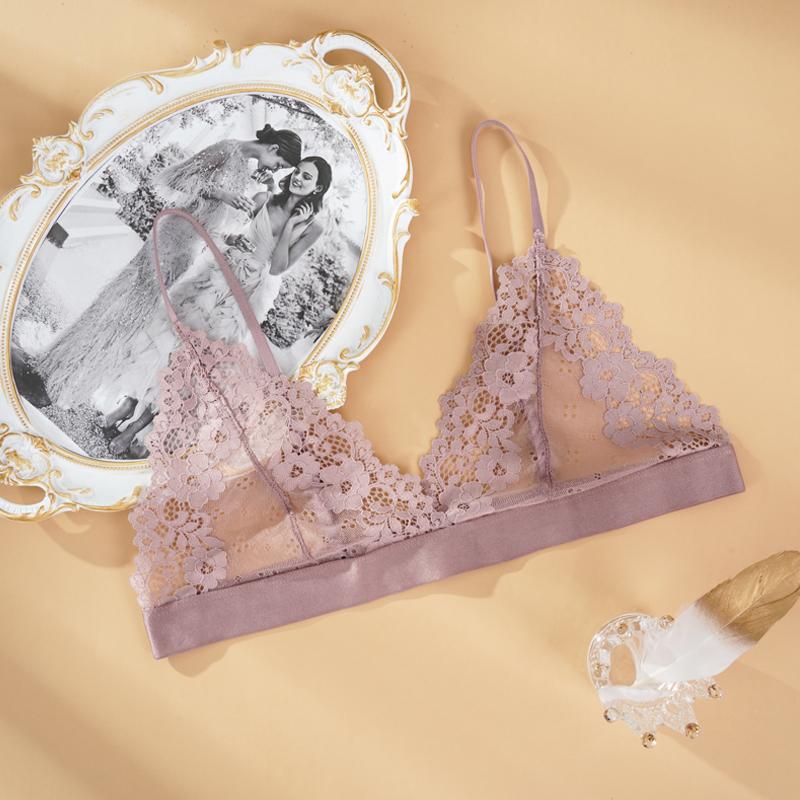 

Кружевное нижнее белье, сексуальный топ без стального кольца, тонкий бюстгальтер с обхватом груди, нижнее белье для девочек, женский дышащий бюстгальтер M розовый