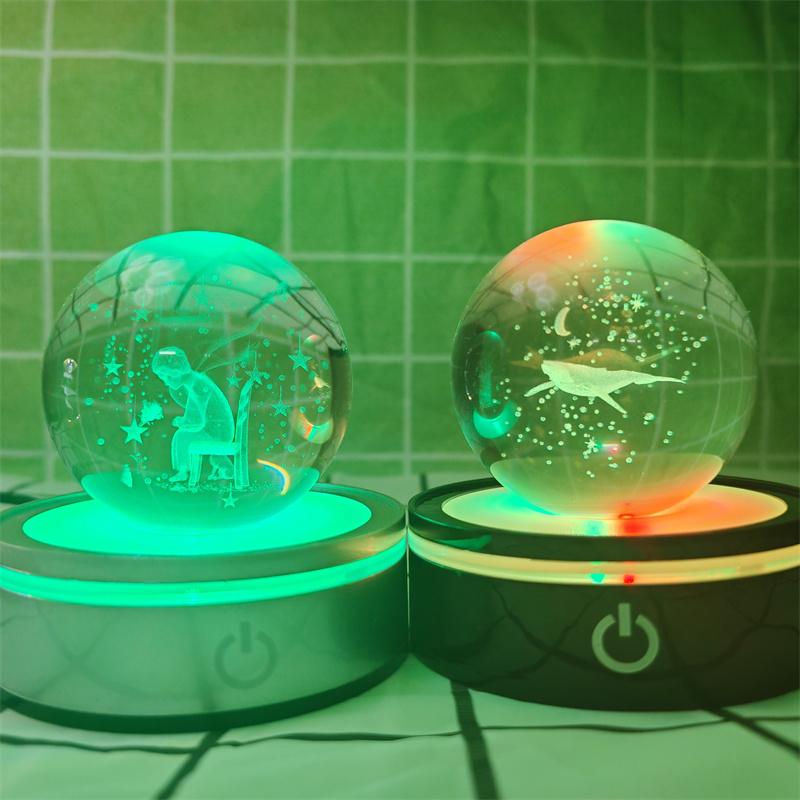 Solar System 3d kristallkula Kristallklot Laser snidad kristallkula med kulstativ Dekorativa planetsfärer Galaxy Födelsedagspresentprydnader