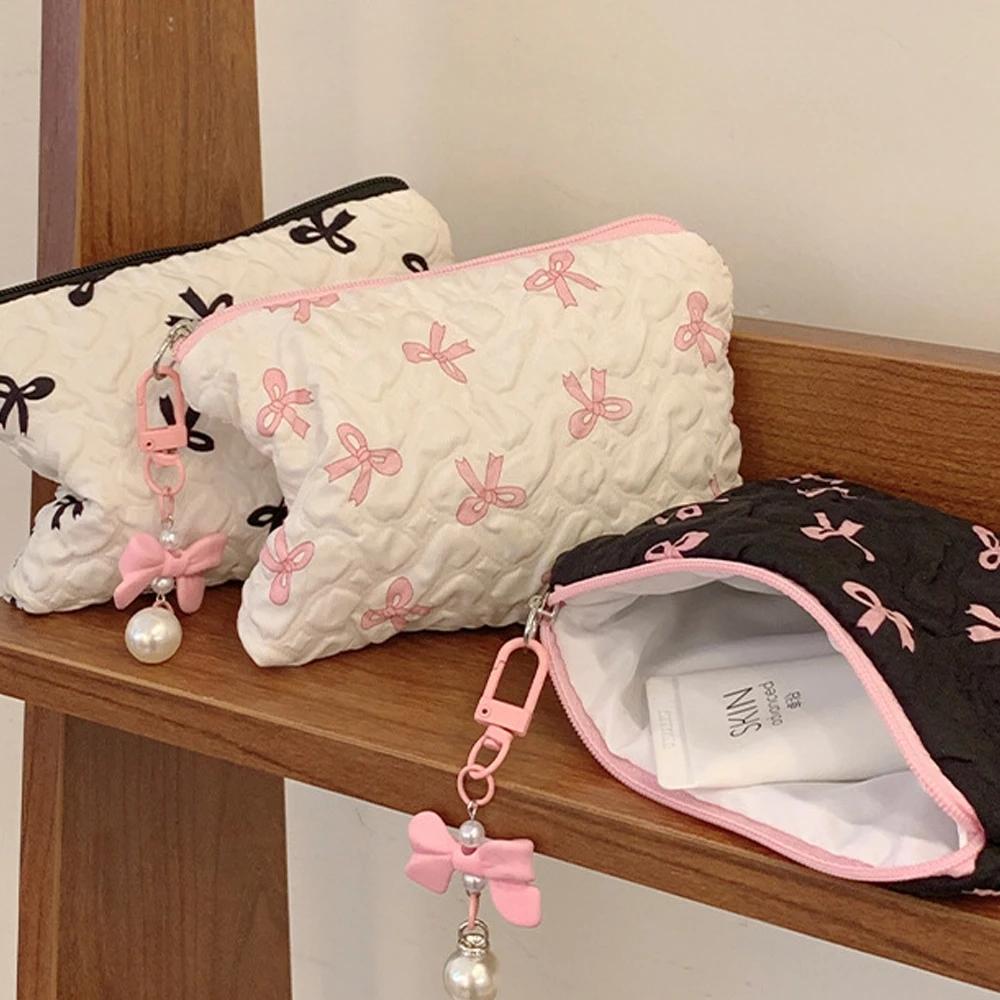New Korean Style Fashion Simple Bow Wallet Cute Large Capacity Lipstick Storage Makeup Bag Coin Wallet Women Girl Birthday Gifts