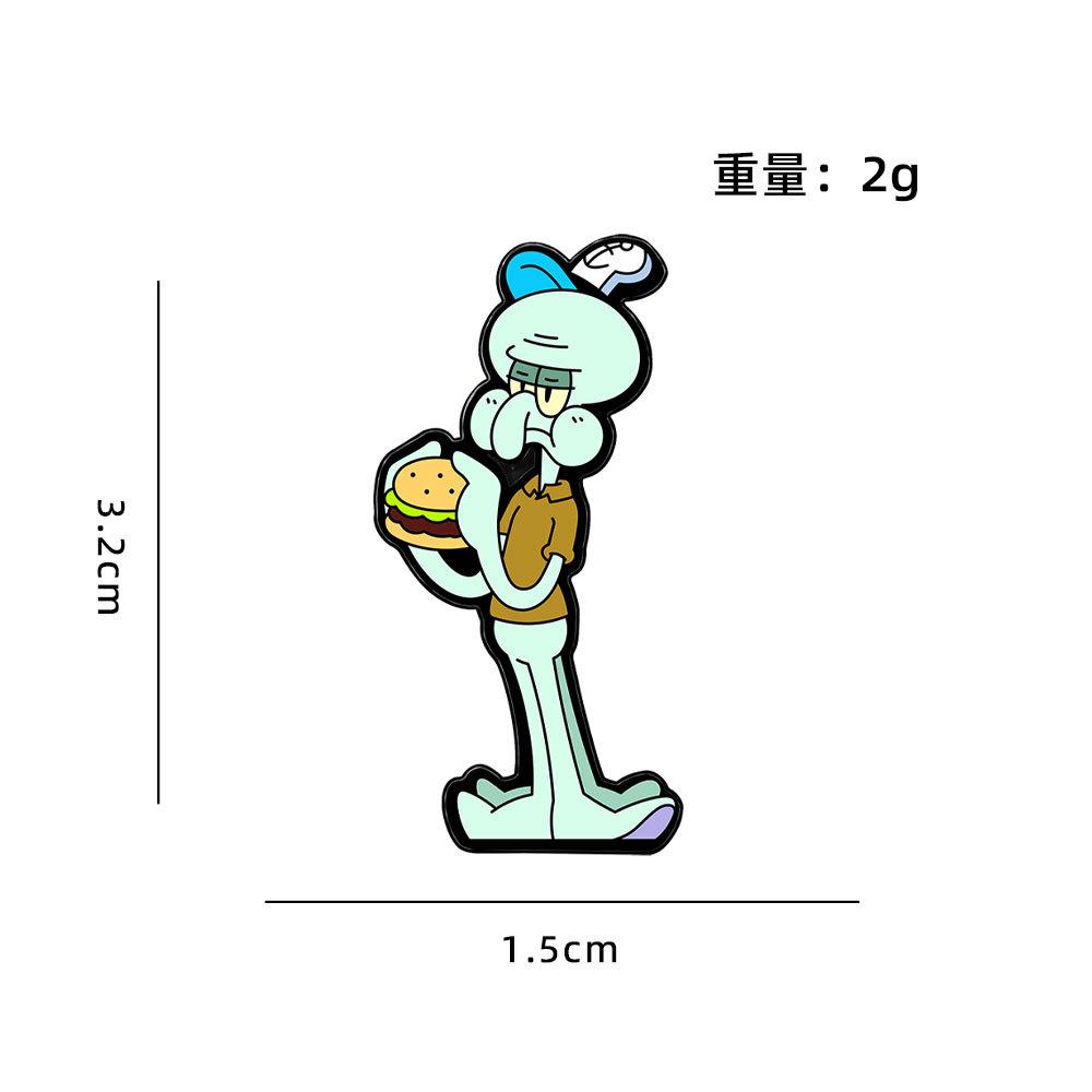 

Cute Cartoon Anime SpongeBob SquarePants Series Badge Crab Boss Octopus Brother - Patrick Star Anime Character Brooch