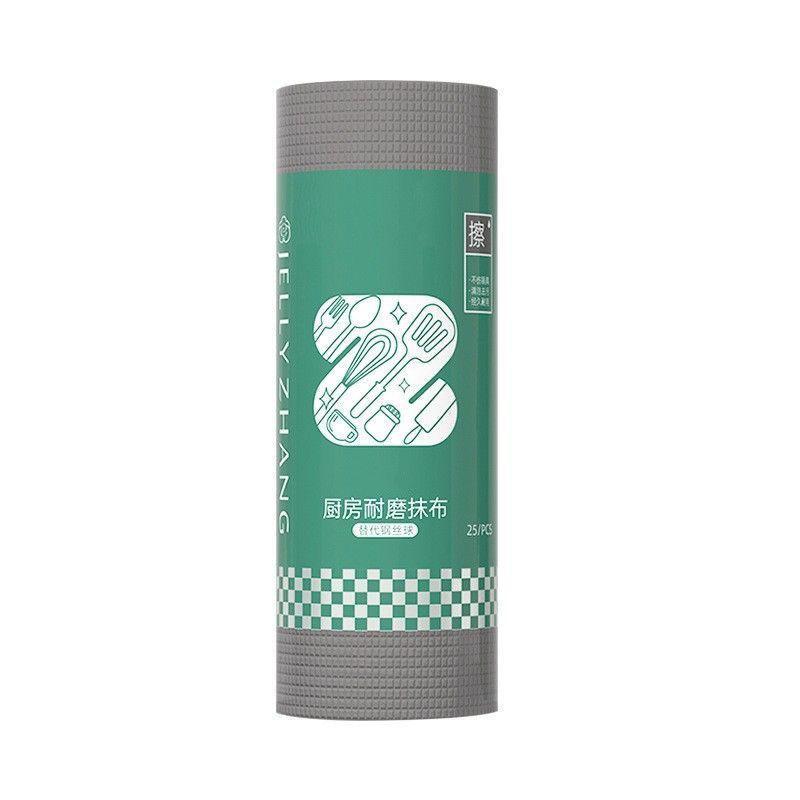 1 rolă = 25 bucăți de pânză de bucătărie, perie de unică folosință pentru oală, veselă, cârpă rezistentă la uzură, fără deteriorare a oalei și a bolului, fără lipire de ulei
