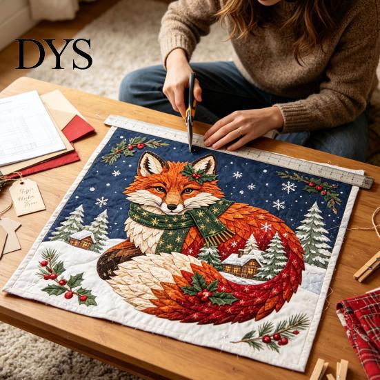 Holiday Fabric Craft DIY Christmas Patchwork Kit, Adult Sewing Handcrafted Set with Beginner Projects Pre-Cut Squares, Animals for Beginners Art