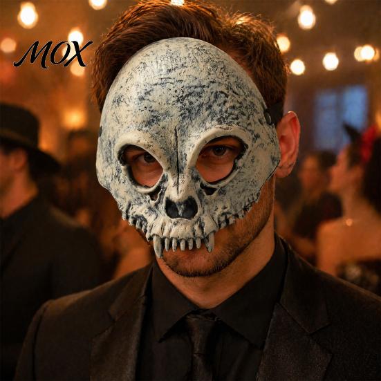 Masque Crâne Usé Halloween Demi-Masque, Horreur avec Sangle Réglable, Costume de Mascarade pour Hommes Adultes, Accessoires de Fête Cosplay
