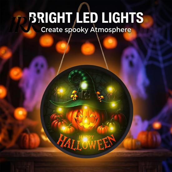 High-quality Halloween Signage LED Glowing Hanging Decor, Acrylic Window Ornament with Light, Spooky Indoor Decorations Sign for Door Wall Haunted