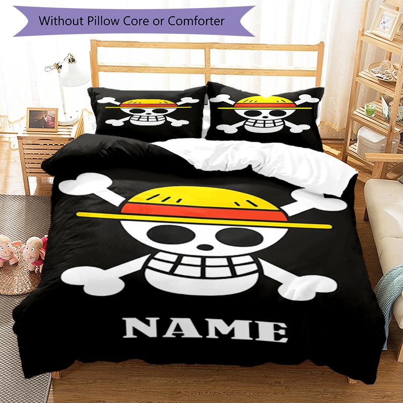 3pcs Custom Name One Piece Bedding Set Duvet Cover Closure Includes 1 Duvet Cover & 2 Pillowcases, Soft and Comfortable for All Seasons.