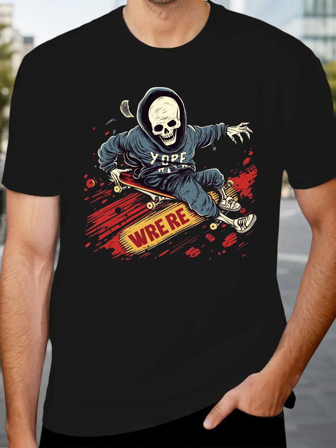 Skull Skateboard Graphic T-shirt - YOPE Design M