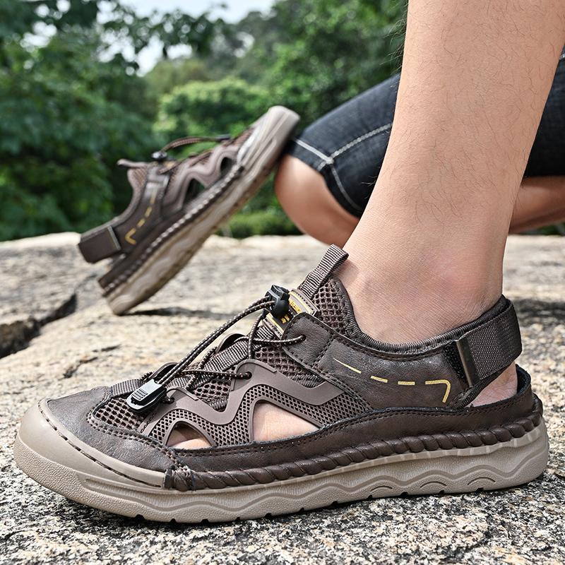 New Men's Sandals Summer Breathable Mesh Sandals Men's Outdoor Casual Lightweight Beach Sandals Fashion Large 39-46