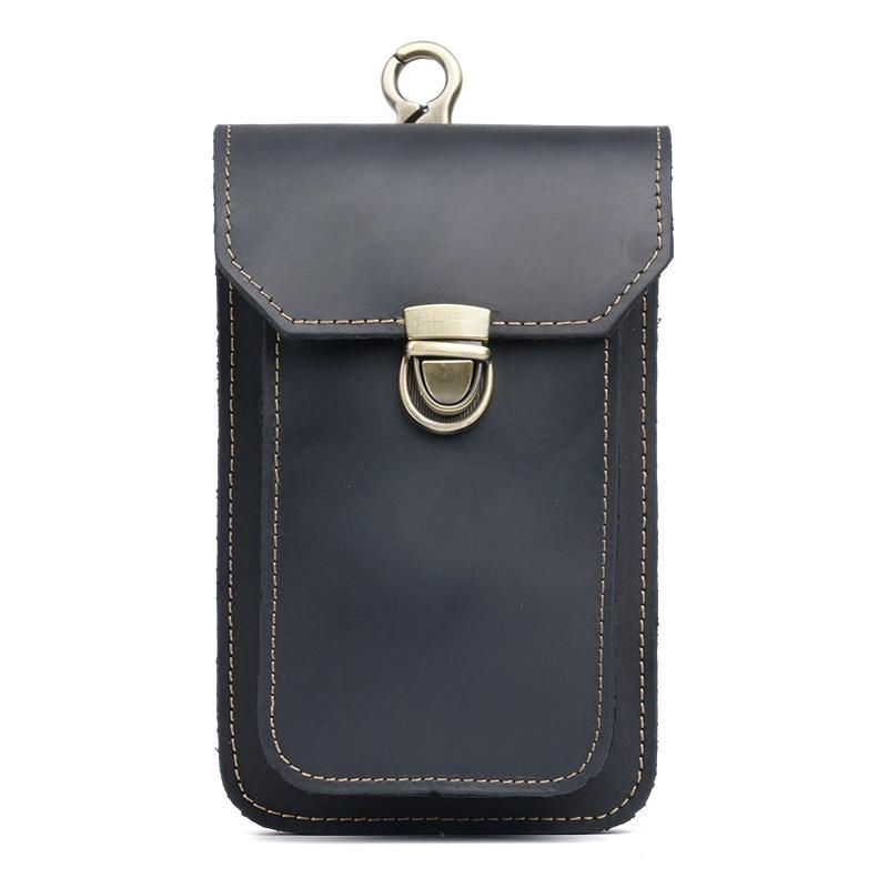 Mobile Phone Bag - Wild Horse Leather Wallet - Outdoor Sports Cowhide Vertical Style Waist Belt Bag