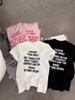 Women's Loose-Fit Summer Cotton T-Shirt, Letter Print, Custom Logo, Perfect for Class Uniforms.