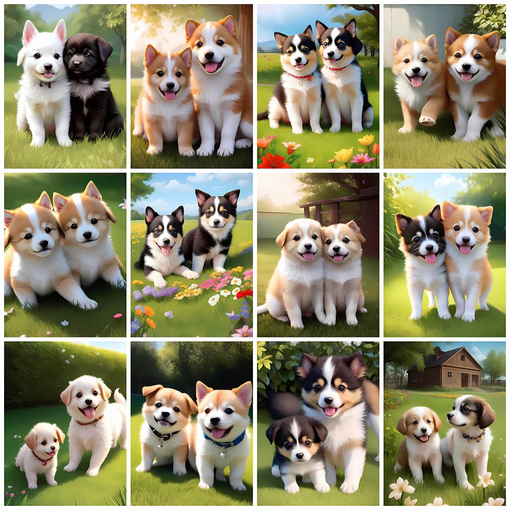 

Momo Art Полная квадратная алмазная картина Собака Животные Стразы Картина Алмазная мозаика Новое поступление Вышивка Настенный декор Full Round 20x30CM