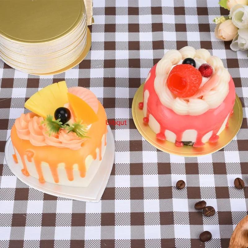 100ks/set Zlatá stříbrná Mousse Mat Spodní Pěna Dort Základní desky Papírová deska Tvar Dezertní tác Vánoční dort Dekorace Pomůcky