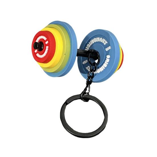 Keychain Pendant Lightweight Durable Soft Rubber Metal Dumbbell Design Detachable Fitness Bag Charm Key Holder Sporty Gift Accessory