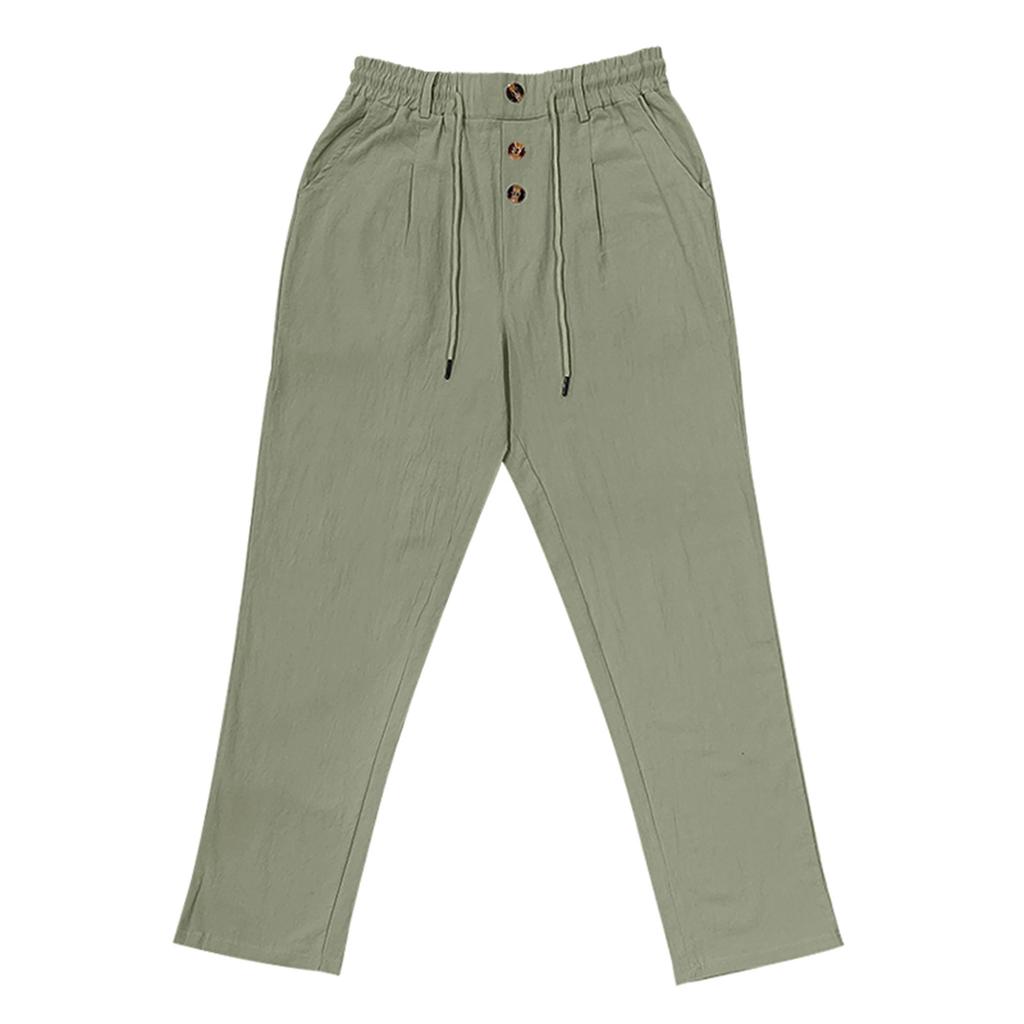 Men's Cotton-Linen Summer Straight-Leg -Color Casual Trousers