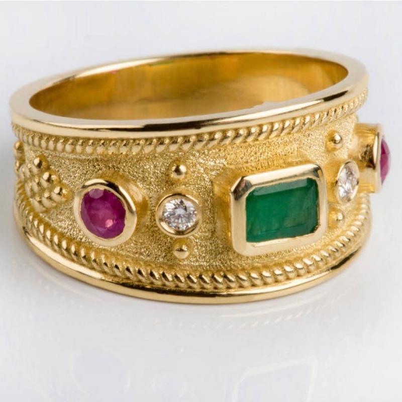 

Mary Wide plate vintage court alluvial gold ring, 18k gold-plated zircon ring no. 6 золотой