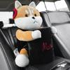 Cartoon Dog Car Trash Can with Storage Compartment Large-Capacity Multifunctional Creative Animal Tissue Box Decorative Organizer