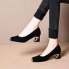 French high heels women's 2025 new fashion simple metal iron head shallow mouth temperament commuter thick heel four seasons single shoes