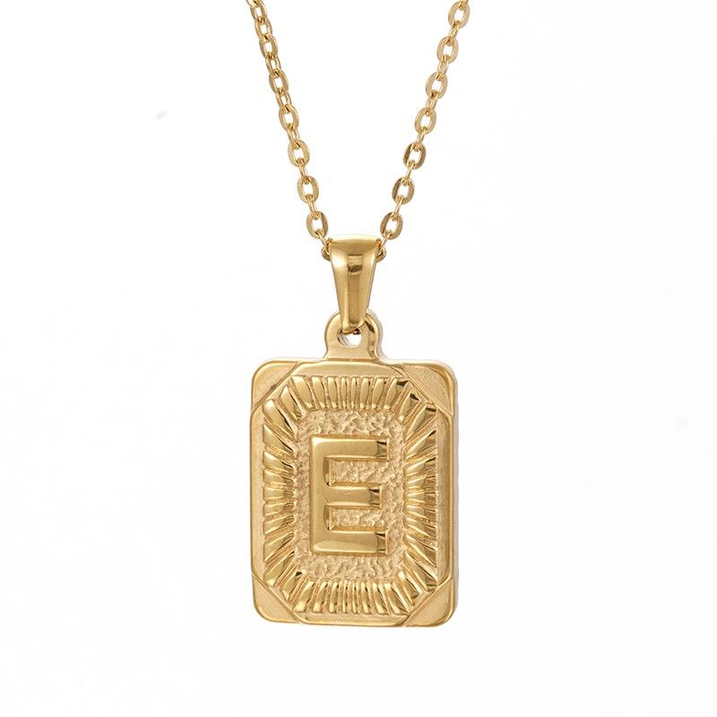 Stylish 18k Gold Stainless Steel Letter Pendant Necklace For Men O-type Cross Chain Non-fading