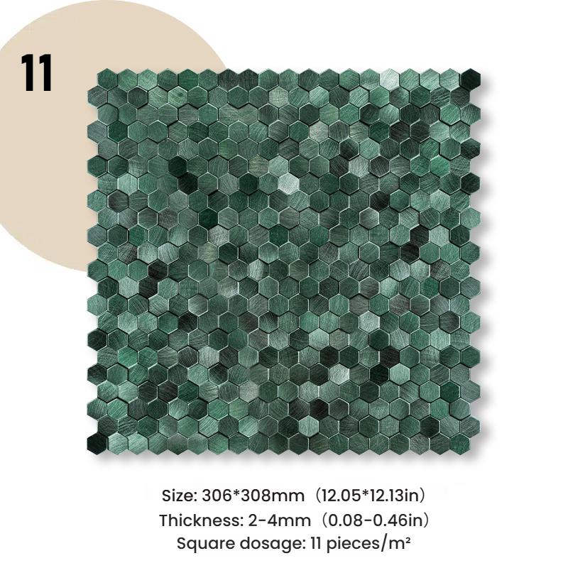 3D Mosaik Metall Aluminium Sechseck Paneel Wandaufkleber Selbstklebend Abstrakt Wasserdicht Küche Badezimmer Wanddekor Fliesen