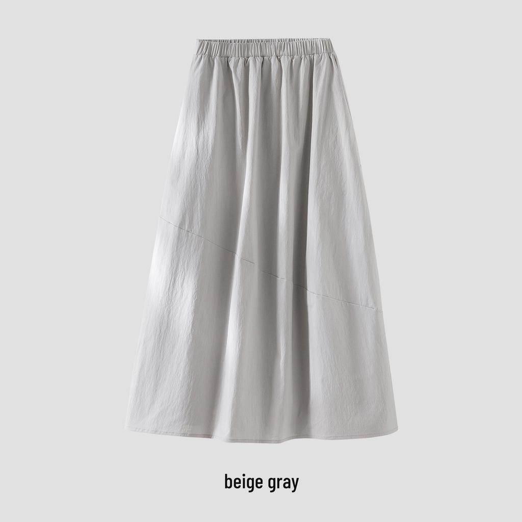 Rong Tai Women's Spring 2026 A-Line Cotton Skirt - Breathable Elastic Waist with Large Hem