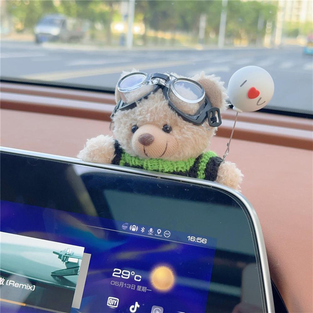 Auto-Innenausstattung, Armaturenbrett-Ornamente, Plüschbär, Dekoration für die Mittelkonsole im Auto, Auto-Zubehör für Frauen und Mädchen, Home-Office-Dekoration, Geschenke