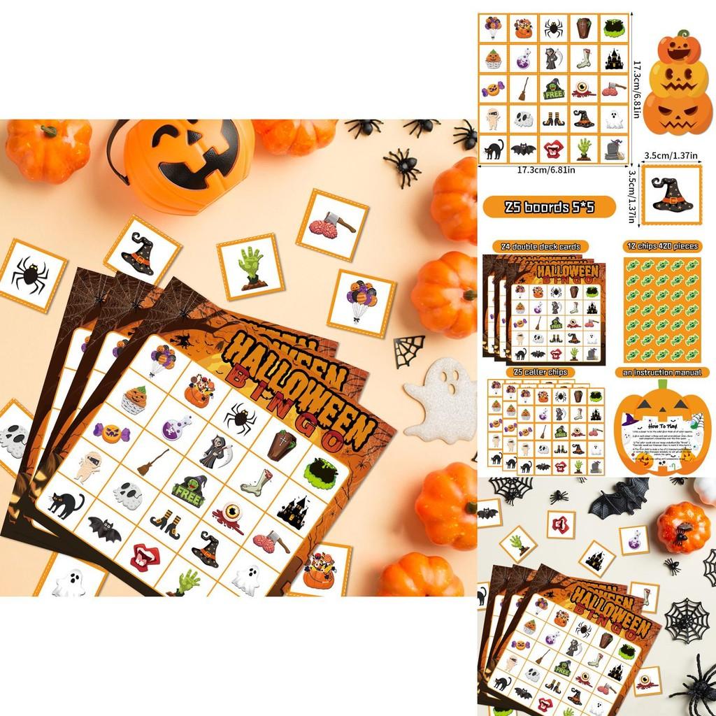 Halloween Celebration Bingo Game With Call Cards And Sticker Accessories For Kids And Family