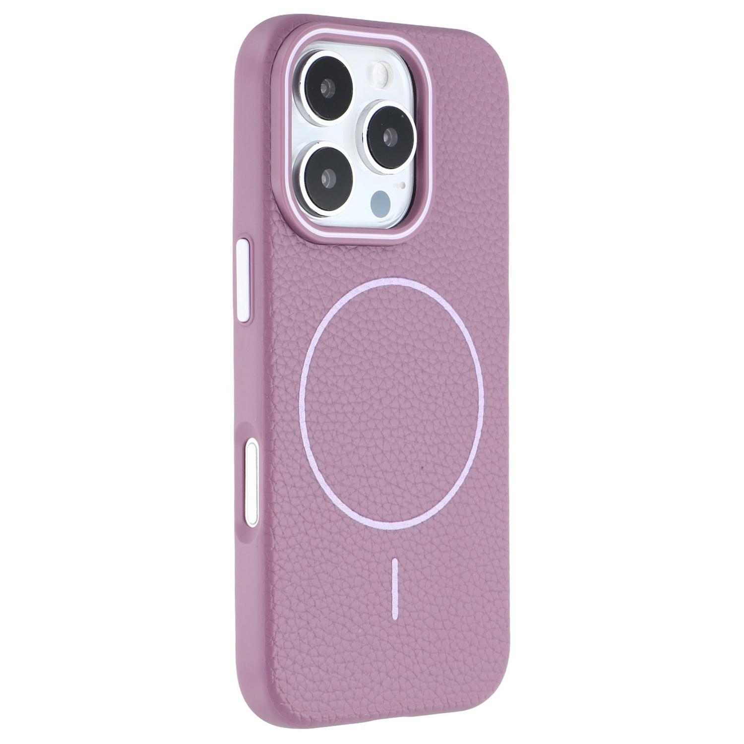 

Для iPhone 16 Pro Магнітний чохол Текстура лічі TPU Чохол для телефону Сумісний з MagSafe Purple