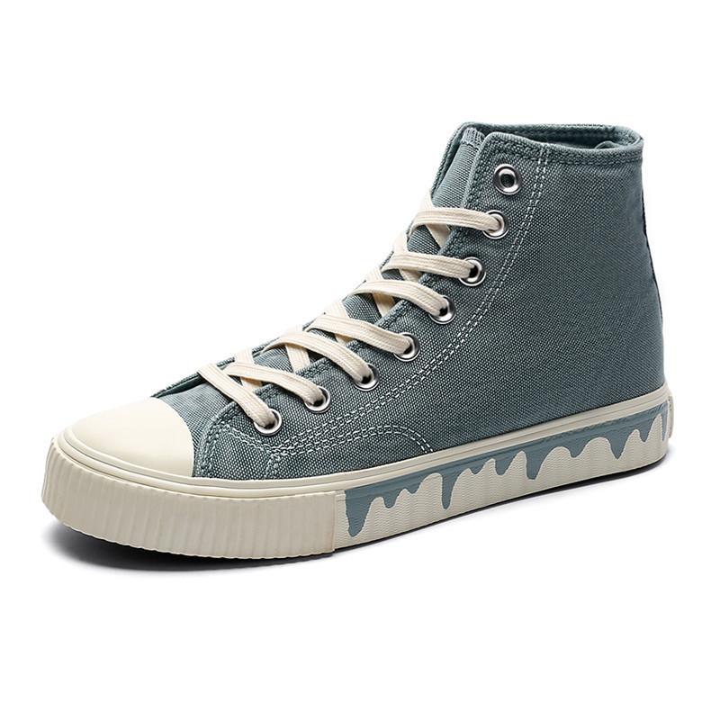 

New breathable flat heel fashion high-top round head casual water dye old canvas vulcanized shoes men s shoes 1292 44