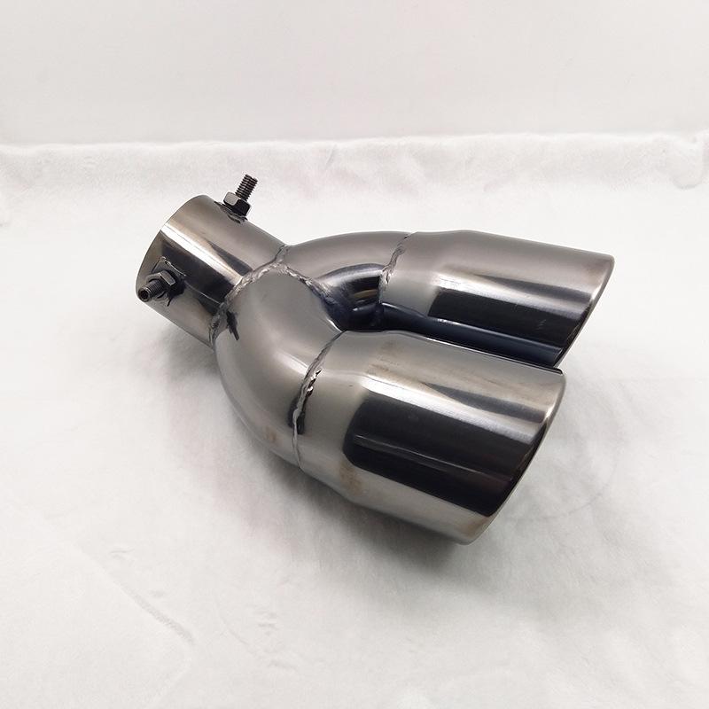 CHR17-20 IZOA & Fureisi Dual Outlet Titanium Black Bent Exhaust Tailpipe, 6.3CM Diameter Stainless Steel.