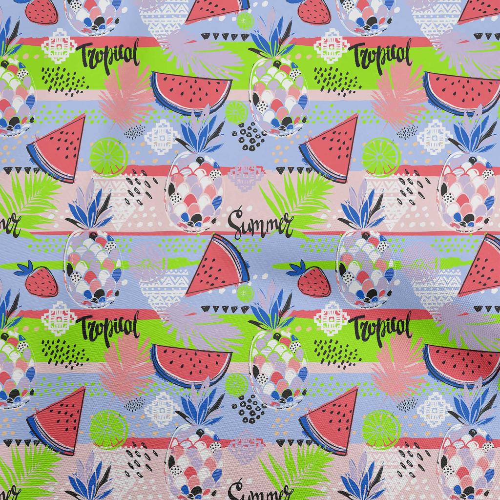 oneOone Cotton Flex Dusty Blue Fabric Tropical Sewing Material Print Fabric By The Yard 40 Inch