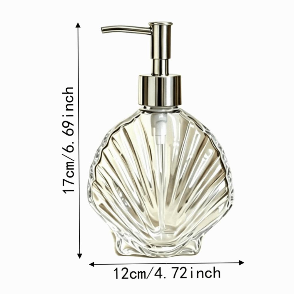 Muschelförmiger Glas-Seifenspender 400ml Flüssigseife/Lotion Aufbewahrungsflaschen Badezimmerzubehör
