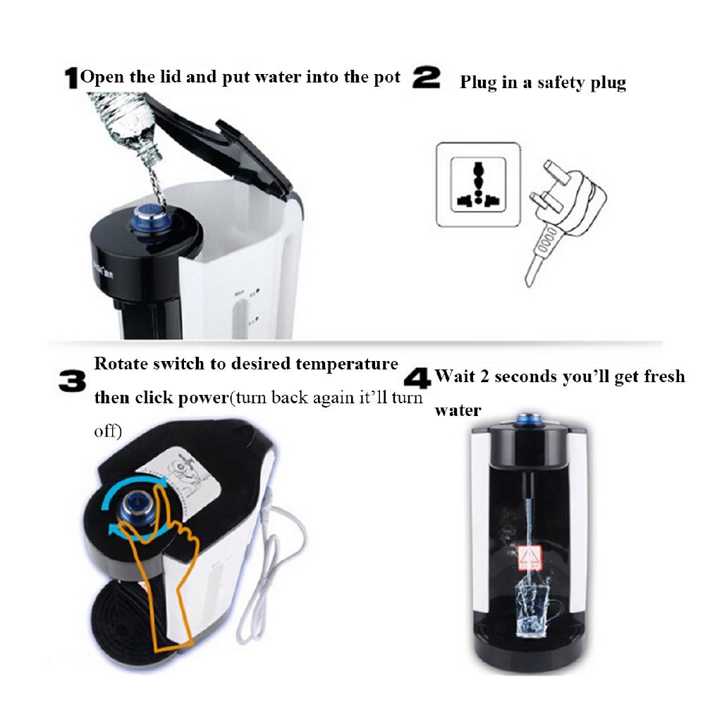 2000W 3L Electric Water Boiler Instant Heating Electric Kettle Water Dispenser Adjustable Temperature Coffee Tea Maker Office