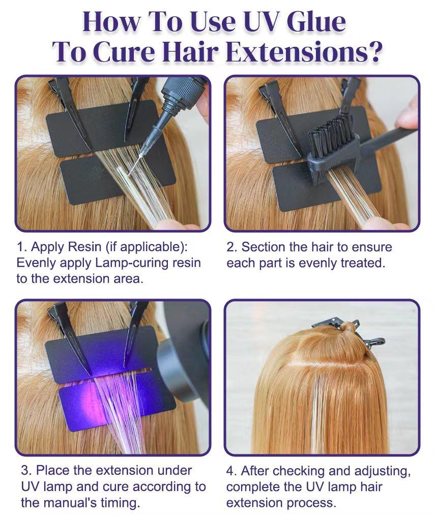 UV Hair Extension Glue Pro: 5s Fast-Curing Waterproof Adhesive | Invisible Bond System for Seamless Extensions | Salon-Grade Damage-Free Formula