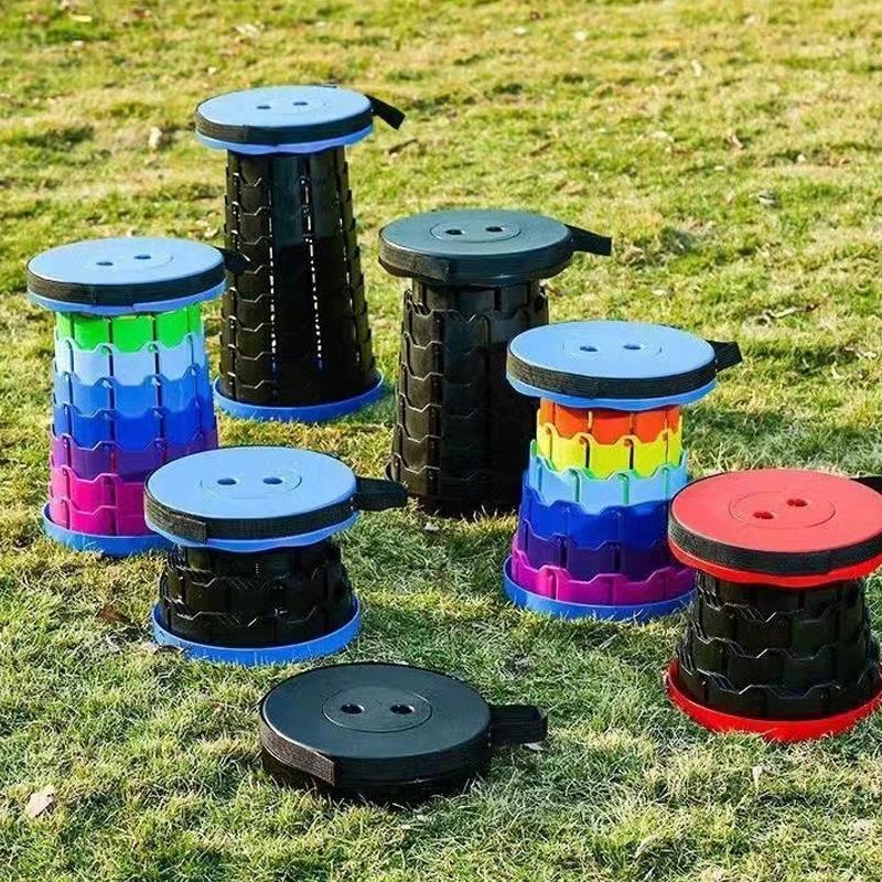 Outdoor Portable Folding Stool Plastic Folding Chair Travel Queue Chair Horse Stool Fishing Stool Adjustable Retractable Stool