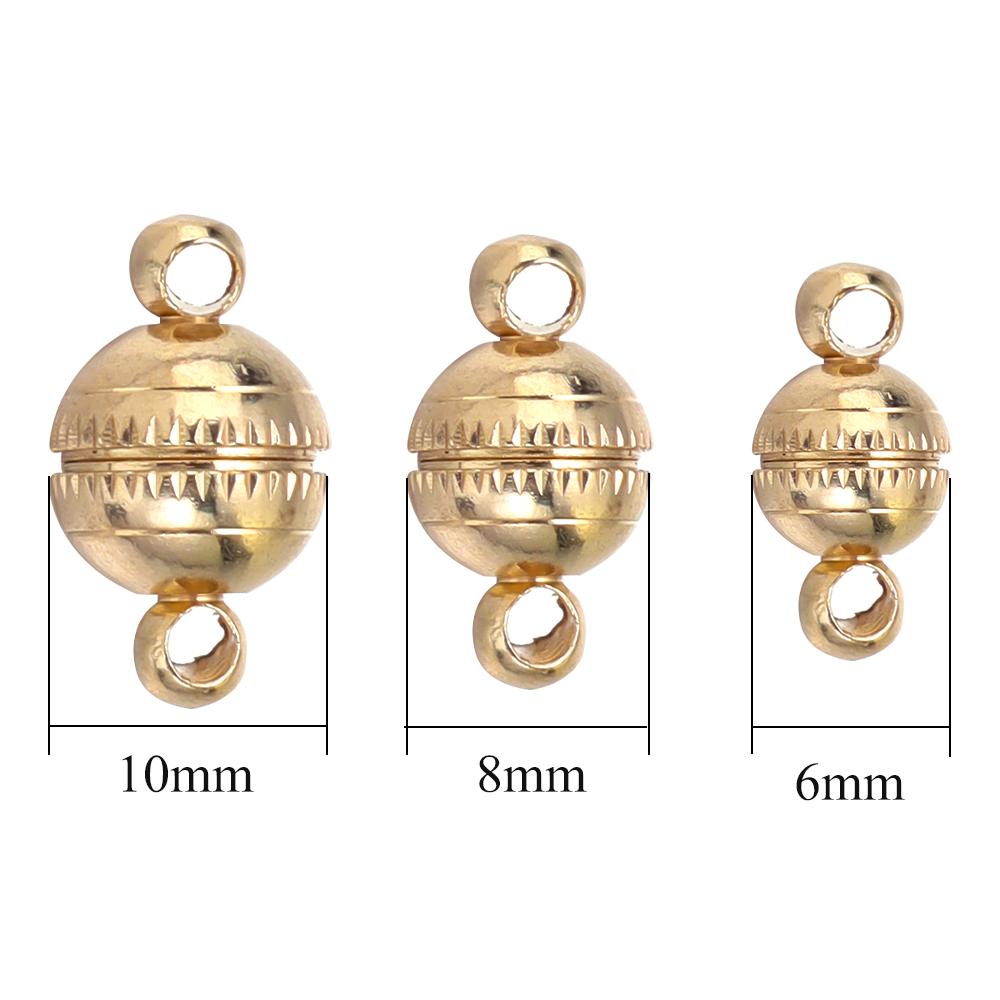 5Sets Round Copper Magnetic Clasps Fit Necklace Gold End Clasps Connector DIY Leather Bracelet Jewelry Making Supplies